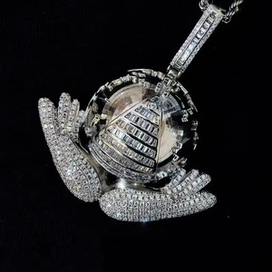 Iced Out Pyramid Wing <b>Pendant</b> <b>Silver</b> Tone Hip Hop Style Jewellery <b>Pendant</b> <b>for</b> <b>Men</b> with Moissaite - Product Image 5