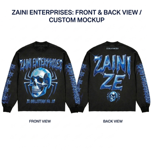 Sudadera de Felpa de Algodón y Poliéster Premium de 420 GSM para Hombre, Color Negro y Azul, con Estampado Gráfico Personalizado, Impresión DTF, OEM, ODM - Product Image 1