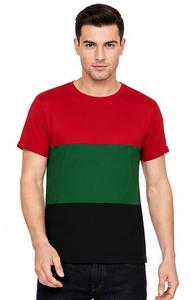 Camiseta Casual de Punto para Hombre, Cuello Redondo, Manga Corta, Transpirable, con Logotipo Frontal en Rojo, Verde y Negro, Corte Regular, Diseño Sólido - Product Image 3