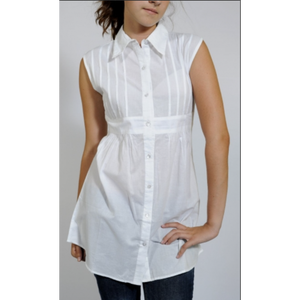 เสื้อแขนกุดสีขาวหรูหราของผู้หญิงคลาสสิกติดกระดุม - Product Image 1