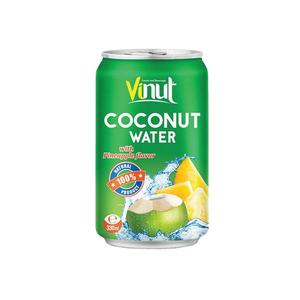 Boîte de 330ml (en conserve) d'eau de noix de coco avec ananas ODM Service de fabrication faible en gras le plus préféré au Vietnam - Product Image 1