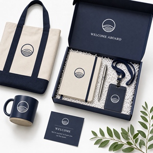 Kit da scrivania estivo personalizzato con logo, borsa tote, taccuino, cordino, tazza, penna, regalo di benvenuto per i dipendenti, fornitore - Product Image 1