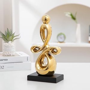 Escultura Metálica Cúbica Geométrica Dorada, Decoración de Mesa Moderna y Minimalista para Hogar u Oficina - Product Image 5