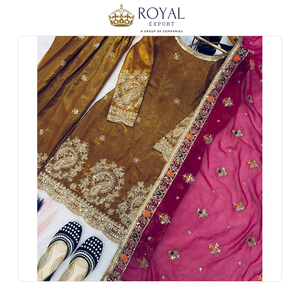 Traje Dhoti Salwar de Seda Chinnon con Bordado y Lentejuelas, Diseño de Última Moda, Ropa India de Alta Demanda a Precio Descontado - Product Image 6