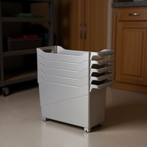 Carrello Multiuso con 6 Contenitori Impilabili con Maniglie per Organizzazione di Cucina e Garage - Product Image 3