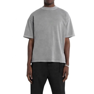 240 Gsm Vintage 100% Cotton Costom Boxy T Shirt <b>Acid</b> Wash <b>Drop</b> Shoulder High Quality Puff Printing Customized T Shirt Unisex - Product Image 3