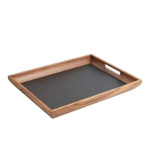 Plateau de service en bois moderne et écologique, compatible lave-vaisselle, couleur brun pur, design plaqué, pièce unique pour plusieurs portions de dîner - Product Image 3
