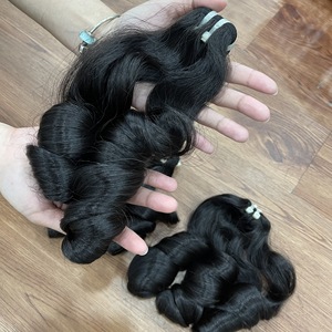 At Wholesale price Bouncy curly natural black color double weft hair Vietnamese human hair No <b>tangle</b> no Shedding - Product Image 3
