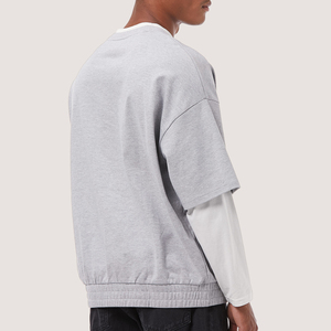 เสื้อยืดผู้ชายแขนสองชั้น ผ้าคอตตอน 100% ทรงหลวม แห้งเร็ว ระบายอากาศดี สวมใส่ง่าย รับสกรีนโลโก้ด้านหน้า - Product Image 6