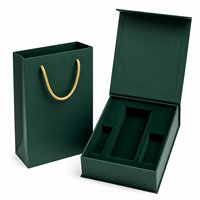 Caja de Regalo Vacía Verde Esmeralda Firduas con Bolsa de Compras, Inserto de Terciopelo, Embalaje para Vino y Perfume, Logotipo Personalizado, Rígida, OEM