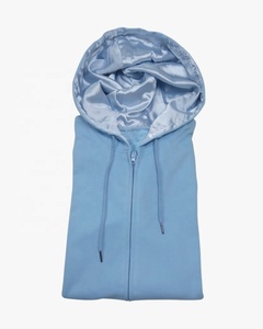 Sweat-shirt unisexe à fermeture éclair avec doublure en satin, sweat-shirt d'hiver uni pour homme, en coton molletonné, écologique, coupe-vent - Product Image 5
