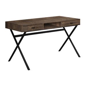 Contemporary Modern 48\"L Home <b>Office</b> Laptop Computer Desk with Storage <b>Drawers</b> Brown Laminate and Black Metal - Product Image 2