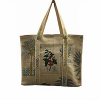 EcoDari 100% Gesteppte Baumwoll-Canvas-Tragetasche Azo-Freier Druck Handgefertigte Maßgeschneiderte Wiederverwendbare Botanische Strand-Einkaufstasche