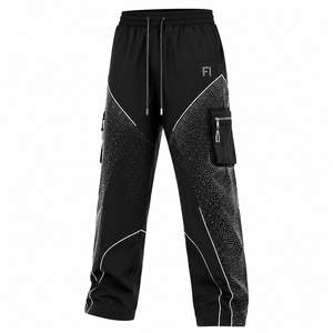 OEM Custom <b>Rhinestone</b> Cargo Tracksuit Men's Zip <b>Jacket</b> 100 % polyester Windbreaker Hoodies and Joggers Sets men's <b>jackets</b> USA - Product Image 3