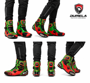 Zapatillas de Ciclismo Dumela Rojas y Verdes, Color Personalizado, Impermeables, Transpirables, de Cuero, para Todas las Estaciones - Product Image 5