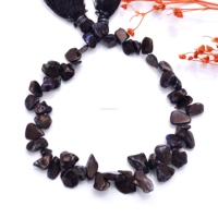 Perles de pierres précieuses d'opale éthiopienne brin de 8 pouces couleur noire perles lisses opale de feu pépite puces opale éthiopienne noire naturelle
