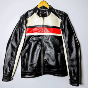 SASPORTS LEAGUE Custom PU Leather Casual Winter Motorcycle <b>Racing</b> <b>Jacket</b> Men Stand Front Zipper Closure Washed 100% Polyester - Product Image 4