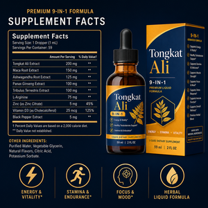 Gotas Líquidas de Tongkat Ali al por Mayor 9 en 1 con Maca, Ginseng, Ashwagandha, Tribulus, Fórmula de Energía y Vitalidad para Hombres, OEM - Product Image 6