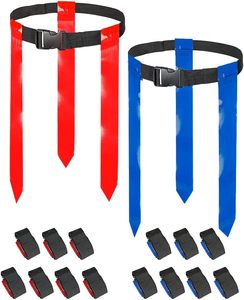 Ensemble de flag football avec ceintures réglables, ensemble de flag football avec 14 ceintures et drapeaux pour jeunes et adultes, design élégant - Product Image 2