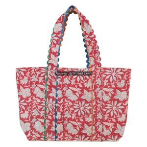 Sac fourre-tout en coton indien fait à la main, sac de plage Jhola avec imprimé à la main en ric-rac, longueur courte pour le shopping - Product Image 1