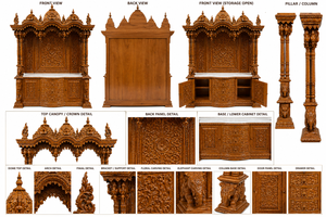 Wooden Large Size Temple for Home Decor Wooden Big <b>Mandir</b> for Home Great Divine Handmade Pooja laxmi Naryan <b>mandir</b> - Product Image 6