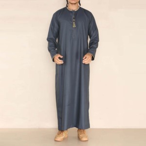 Men Islamic Robe Muslim <b>Kaftan</b> Long Sleeve Neck Solid Color Floor Length Polyester Lightweight Breathable Vintage Casual Dubai - Product Image 3