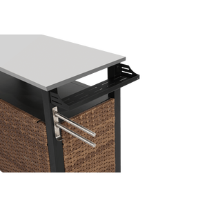 Mobiletto da Esterno per Cucina con Ruote in Acciaio Inossidabile, Carrello a Isola in Vimini con Piano Estensibile e Maniglia Laterale per un Trasporto Conveniente - Product Image 5