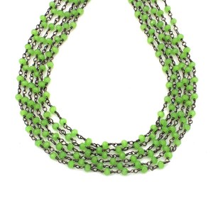 Chaîne de chapelet en perles d'hydro-prehnite de 3 mm, facettes rondes, enveloppées de fil couleur bronze, pour la fabrication de bijoux - Product Image 4