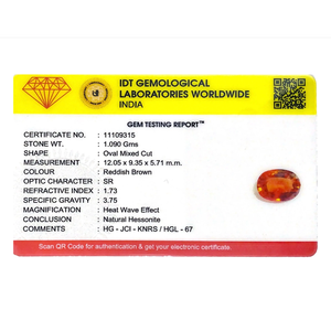 Loose Hessonite Gomed Gemstone 5.45 Carat 15mm Natural Garnet Raw Stone for Fine Jewelry - Product Image 4