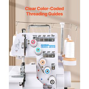 Macchina da Cucire Overlock con 1250 Punti al Minuto, Luce LED, Piedini a Forte Aspirazione, Capacità 2 3 5 Fili per Overlock - Product Image 3