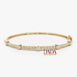 Lab Grown Diamond <b>Bangle</b> <b>Bracelet</b> for Women Elegant Bezel Set Diamond <b>Bracelet</b> Minimalist Fine Jewelry Stackable Wedding Gift - Product Image 1