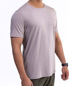 T-shirt pour homme en tissu peigné 100 % coton, col rond, manches courtes, coupe ample, logo sérigraphié sur le devant, couleur personnalisée, anti-boulochage - Product Image 3