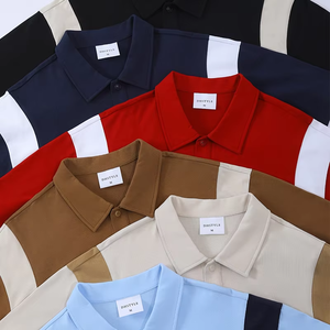 Polo de Hombre con Bloques de Color, Manga Corta, Tejido, Diseño Sólido Informal, Cierre de Botones, Corte Regular - Product Image 6