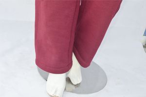 Burgundy Ladies High Waist Straight Leg Fleece Eco-Friendly Sweatpants Premium Cotton Blend Custom Design Private Label - Product Image 4