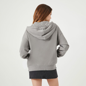 Sweat à capuche unisexe surdimensionné de haute qualité avec fermeture éclair, logo personnalisé, manches longues, polaire, grande taille, vêtements de sport pour femmes, hiver, 100% coton - Product Image 3