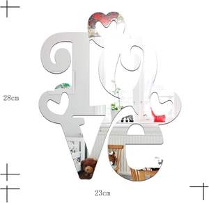 Décoration murale en miroir acrylique en forme de cœur |   Décoration murale en argent de luxe pour salon et chambre |   Cadeau d'anniversaire, miroir d'amour à suspendre au mur - Product Image 3