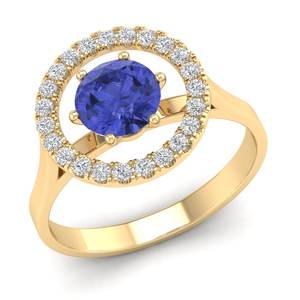 Bague Fine REYES en Or Jaune 14K avec Tanzanite Ronde Brillante de 0,84 Carat, Bijoux Moissanite Prix de Gros - Product Image 2