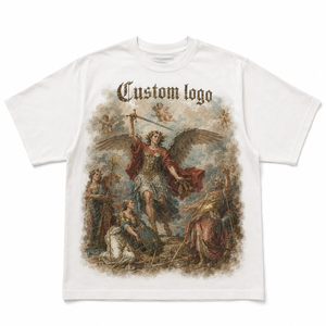 Camiseta Oversize de Algodón 100% de Tallas Grandes con Estampado Gráfico Moderno, Impresión Digital DTG, Estilo Gótico, Streetwear, Cuello Redondo, Casual y de Tela Gruesa - Product Image 1