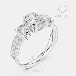 1.04CT Emerald Cut Lab Grown Diamond 14KT White Gold Engagement Ring Side <b>Stone</b> Bridal Ring IGI Certified Fine Jewelry Women - Product Image 2