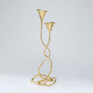 Support de bougie en laiton finition or antique, élégant support décoratif en métal pour mariages, occasions spéciales - Pâques, anniversaire - Product Image 3