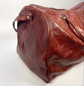 Vintage Soft Brown <b>Leather</b> <b>Duffle</b> <b>Bag</b> Foldable Weekend Gym Hold-All Luggage for Travel and Outdoor Use - Product Image 3