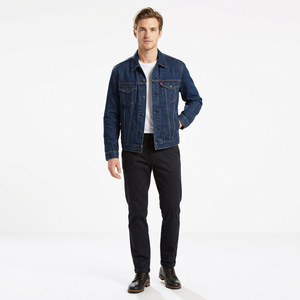 Veste en jean bleu foncé délavé pour homme, col rabattu, boutons, grande taille, automne, avec poches, fabriquée au Bangladesh. - Product Image 1