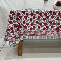 Nappe en coton imprimée à la main, motif floral et rayures, style bohème, pour la décoration de table à manger, linge de table ethnique, décoration intérieure au meilleur prix
