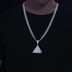 Moissanite Pyramid Pendant - Handmade Luxury Statement Jewelry, 925 Silver Pyramid Pendant, Hip Hop Diamond Silver Pendant - Product Image 6