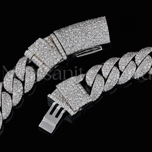 Proveedor Indio de Cadena Cubana de Plata 925 con Moissanita, Joyería de Lujo Estilo Hip Hop para Hombre, Disponible a un Precio Razonable - Product Image 3