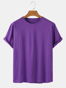 Men's Loose Fit Large Size Formal O-Neck Short Sleeve T-Shirts 100% Cotton Quick Dry Worsted Breathable Knitted Shirt for Summer - Product Image 3