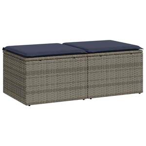 Juego de sofás de patio de 2 piezas de ratán sintético gris con cojines, muebles de almacenamiento duraderos - Product Image 2