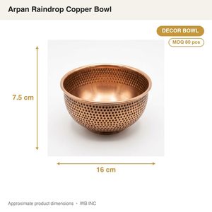 Cuenco Decorativo Tradicional de Cobre Antiguo Hecho a Mano de 16 cm con Diseño de Gota de Lluvia, Estilo Indio, para Decoración del Hogar, Hoteles, Bodas, Regalo de Mesa - Product Image 3