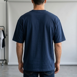 Men's T Shirt <b>Navy</b> Blue Abstract Graphic Print Crew Neck Short Sleeve Oversized Fit Casual Streetwear <b>Tshirt</b> - Product Image 4