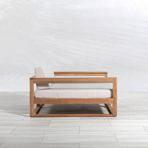 Chaise longue d'extérieur en teck de qualité commerciale, écologique, résistante aux UV, avec siège en toile et coussins, pour projets hôteliers - Product Image 5